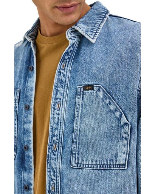 Lee Jeans Blue Engineer Cotton & Lyocell Denim Button-Up Overshirt for men