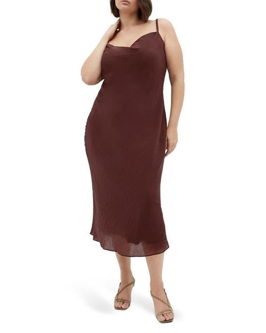 City Chic Red Kyra Crinkle Sateen Slipdress