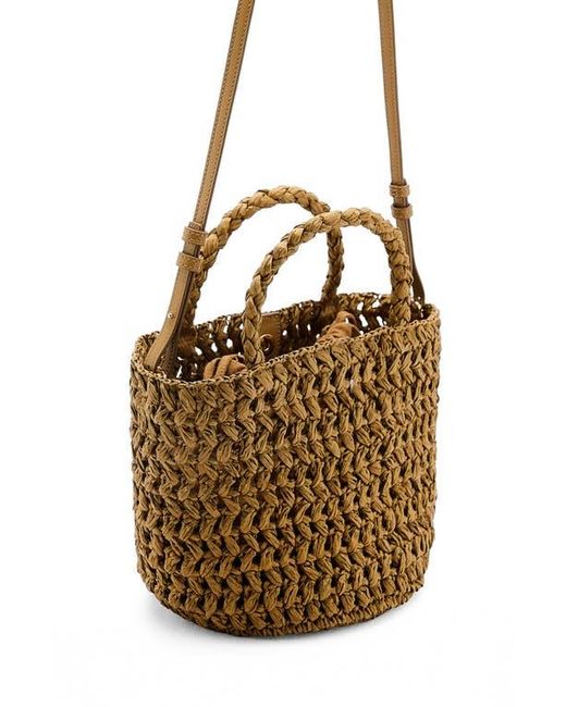 Mango Brown Woven Paper Basket Bag