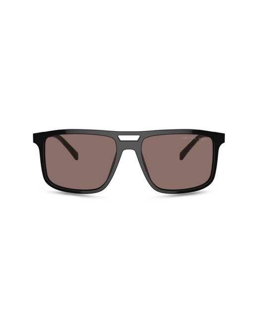 Prada Black 58mm Polarized Rectangular Sunglasses for men