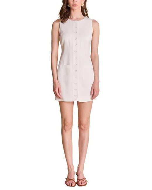 Endless Rose White Button Front Sleeveless Linen Blend Minidress