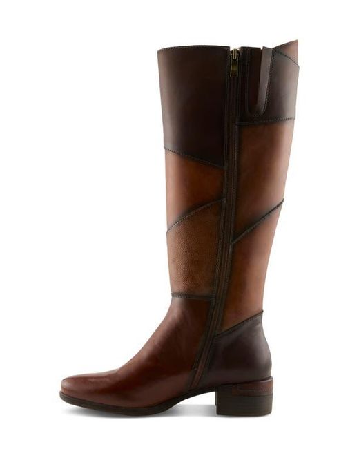 Spring Step Brown Patchwork Knee High Boot