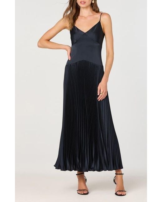 Astr Blue Pleated Drop Waist Dress