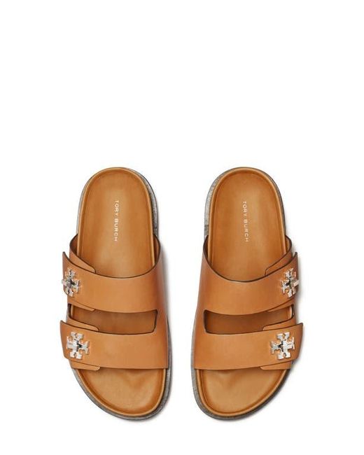 Tory Burch Brown T Lock Sport Slide Sandal