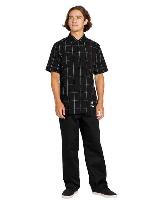 Volcom Black X Schroff Plaid Short Sleeve Button-up Shirt for men