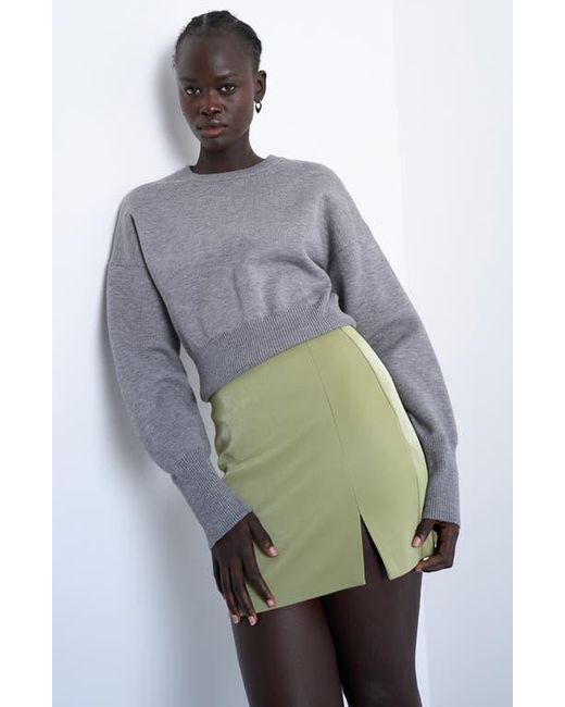 TOPSHOP Green Faux Leather Miniskirt