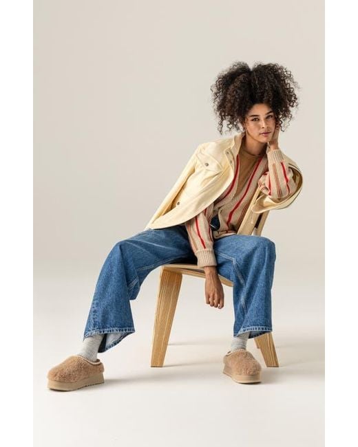 Ugg Brown Tazz Maxi Curly Genuine Shearling Platform Slipper