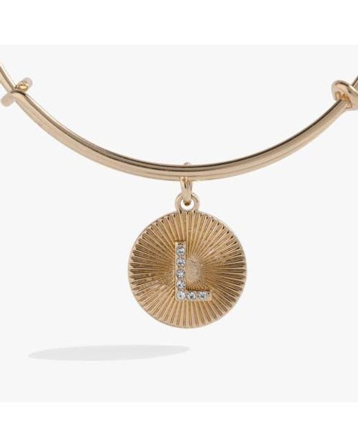 ALEX AND ANI Metallic Pave Starburst Texture Initial Bangle Bracelet
