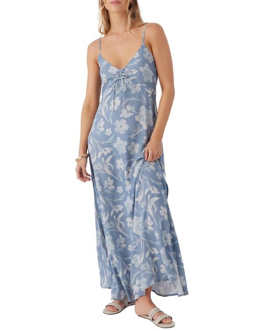 O'neill Sportswear Blue Ainsley Floral Maxi Dress
