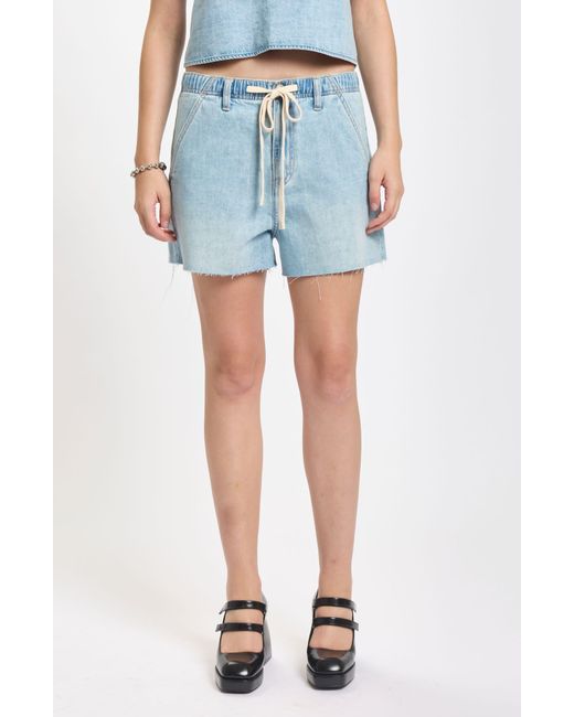 DAZE Blue Poolside Denim Cutoff Drawstring Shorts
