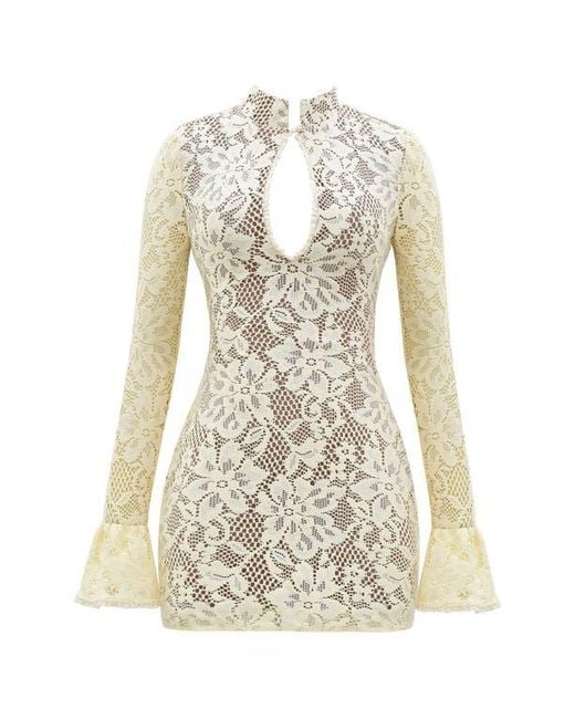 house of cb white lace dress long sleeve 'Artemis' Vintage Cream Lace Maxi Dress