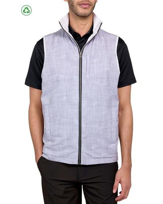 Con.struct White Regular Fit Wavy Print Recycled Performance Reversible Vest for men