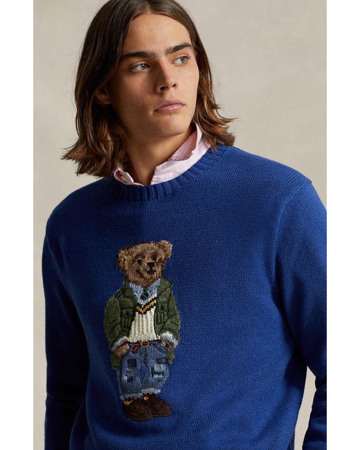 Polo Ralph Lauren Blue Polo Bear Intarsia Sweater for men