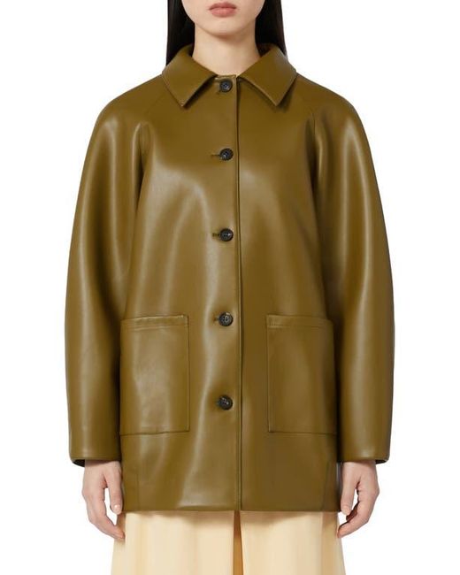 MM by Max Mara Green Fuoco Faux Leather Jacket