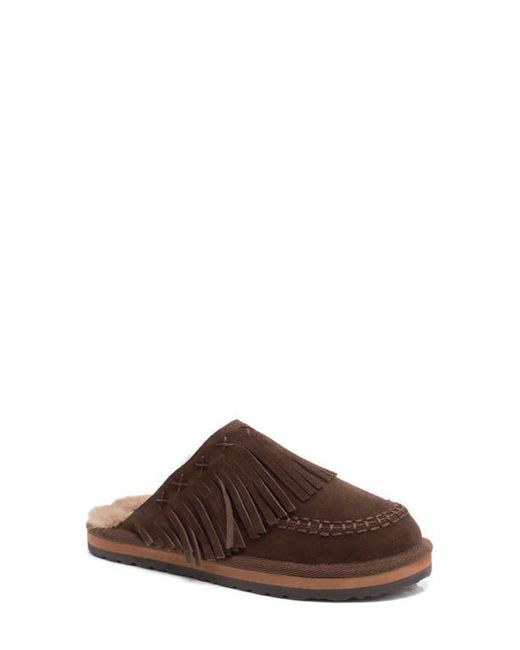 Free People Brown Fallon Fringe Faux Fur Mule Slipper