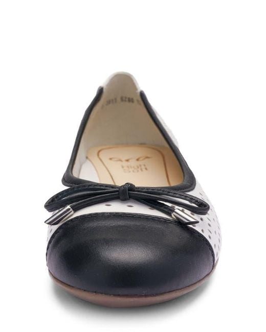 Ara White Sangria Cap Toe Flat