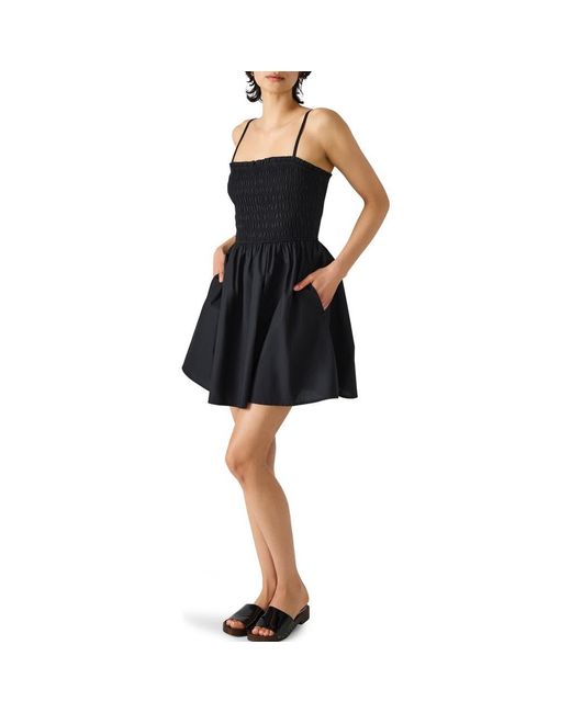 Steve Madden Black Lotty Smocked Fit & Flare Minidress