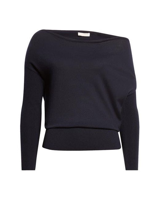 Ramy Brook Blue Chance Wool Off The Shoulder Sweater