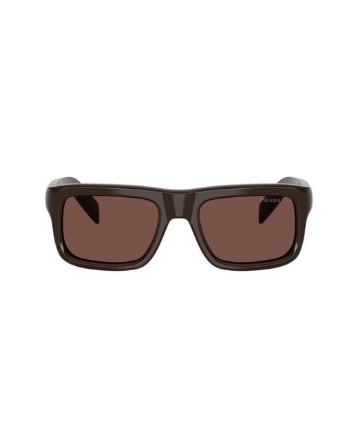 Prada Brown 56Mm Rectangular Sunglasses for men