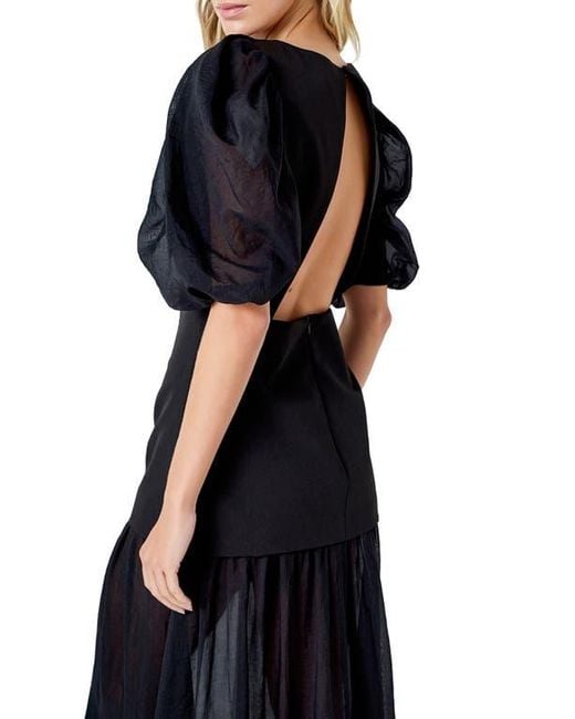 Endless Rose Drop Waist Puff Sleeve Maxi Dress in Blue | Lyst Endless Rose Drop Waist Puff Sleeve Maxi Dress in Blue | Lyst