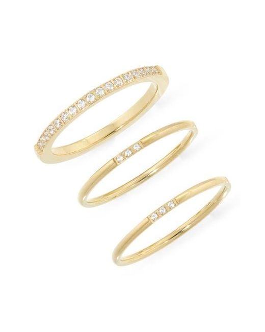 Nordstrom Metallic Set Of 3 Waterproof Cubic Zirconia Skinny Band Rings