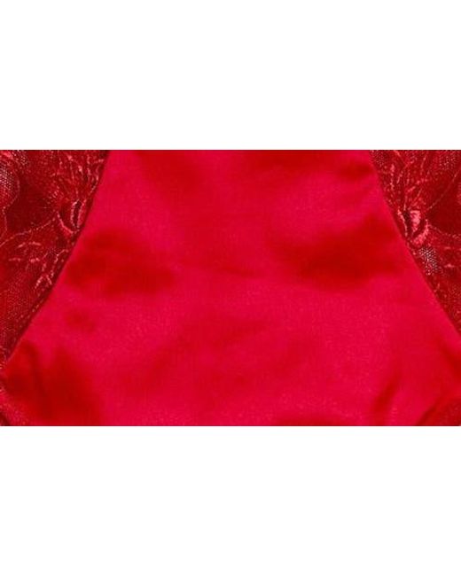 Etam Red Amaryllis Lace & Satin Hipster Panties