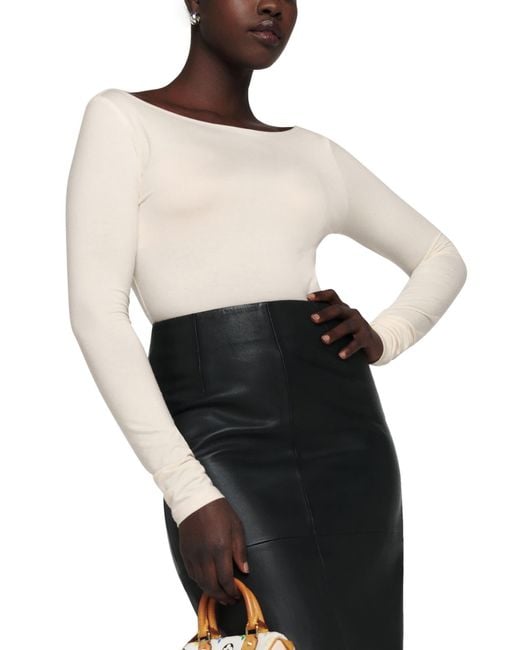 Reformation Wiley Ballet Neck Top in Black Lyst