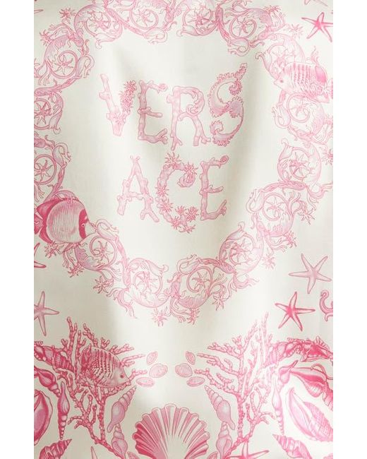 Versace Pink Barocco Safety Pin Crop T-Shirt
