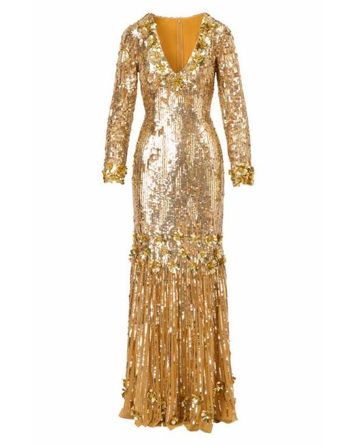 chinese dress ladies Metallic Jacquard Sleeveless Ball Gown With Crinoline Details In Light