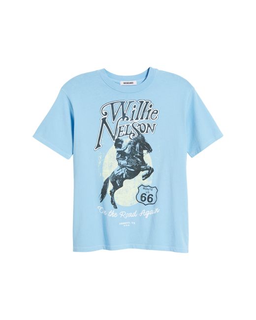 Daydreamer Blue Willie Nelson Route 66 Cotton Graphic T-shirt