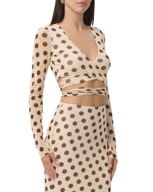 AFRM Natural Halsey Wrap Mesh Crop Top