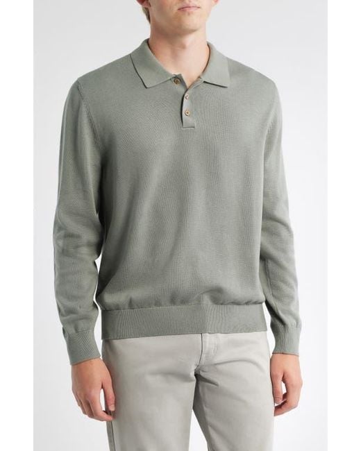 Alex Crane Gray Feather Organic Cotton Polo Sweater for men