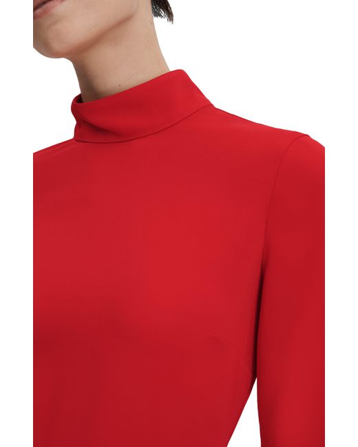 Reiss Red Katya Long Sleeve Midi Dress