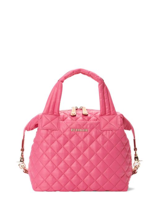 MZ Wallace Pink Small Sutton Deluxe Quilted Nylon Crossbody Bag