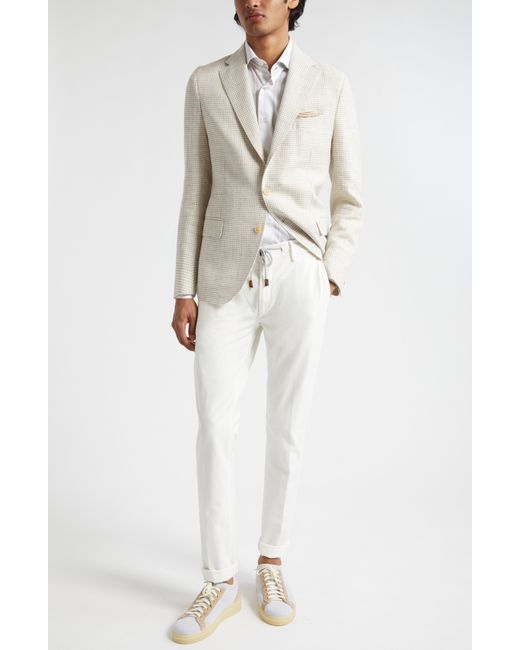 Eleventy White Houndstooth Linen & Wool Sport Coat for men