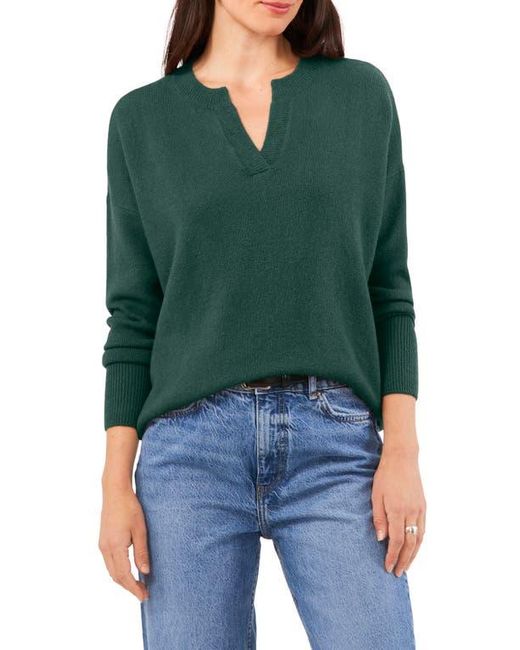 Vince Camuto Green Drop Shoulder V-Neck Sweater