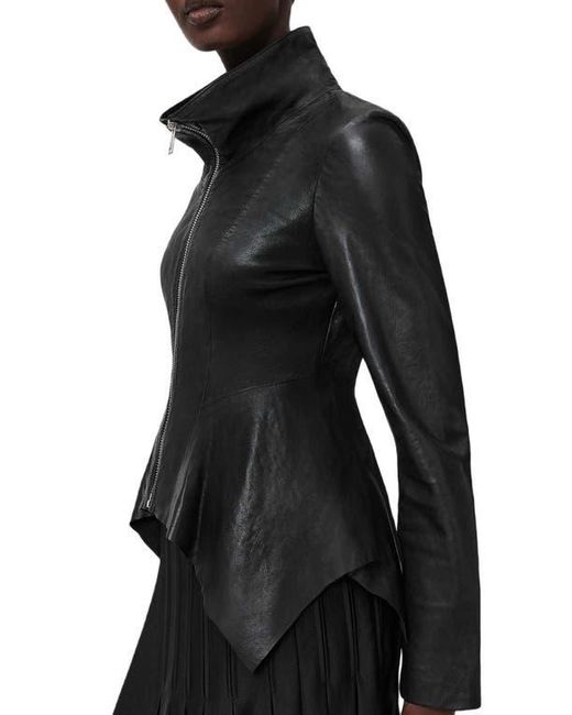 AllSaints Black Grace Leather Biker Jacket