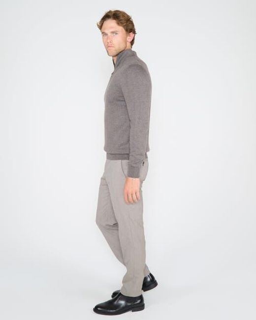 Lords of Harlech Gray Quest Fully Fashioned Quarter-Zip Merino Sweater for men