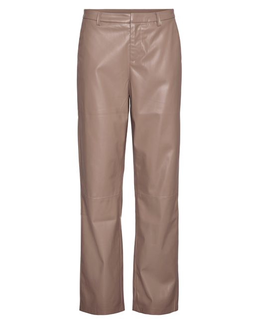 Vero Moda Brown Olympia Mid Rise Straight Leg Faux Leather Pants