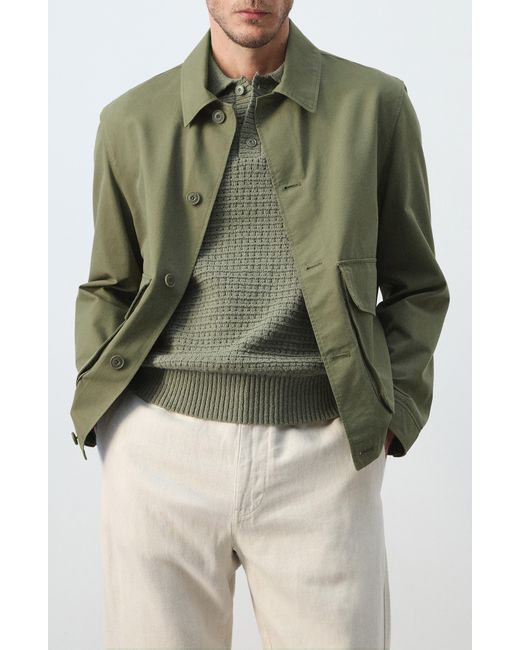 Mango Green Cotton Blend Jacket for men
