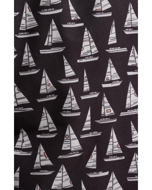 Stone Rose Black Sailboat Print Swim Trunks for men