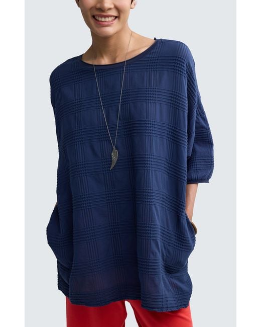 Luukaa Blue Aurea Mixed-Texture Tunic