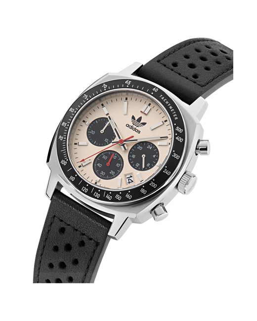 Adidas Black Chronograph Leather Strap Watch for men