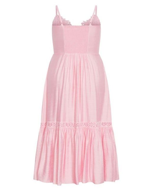 City Chic Pink Brielle Lace Trim Maxi Sundress