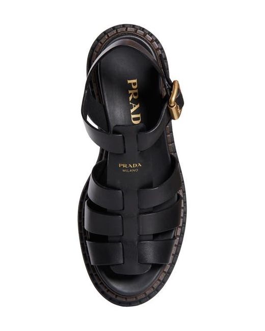 Prada Black Platform Cage Sandal
