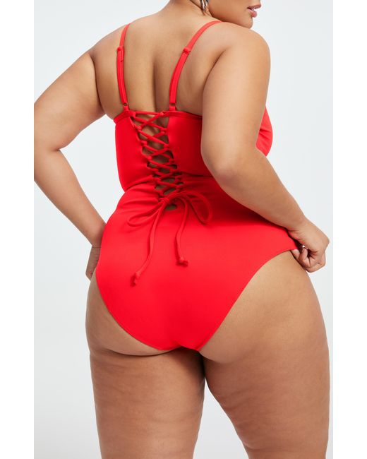 GOOD AMERICAN Red Sculpt One-piece Swimsuit