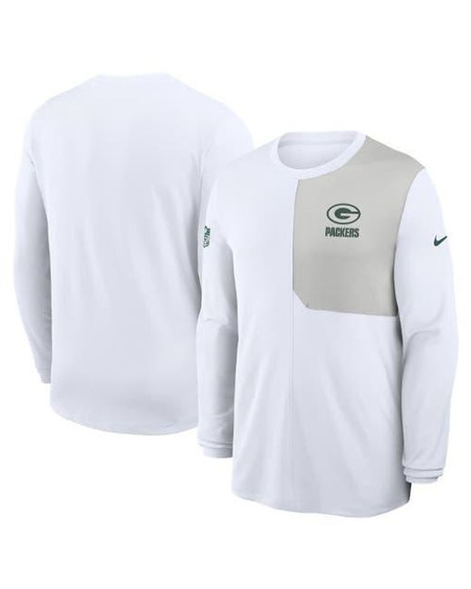 Nike White Bay Packers Sideline Coach Uv Performance Long Sleeve T-Shirt for men