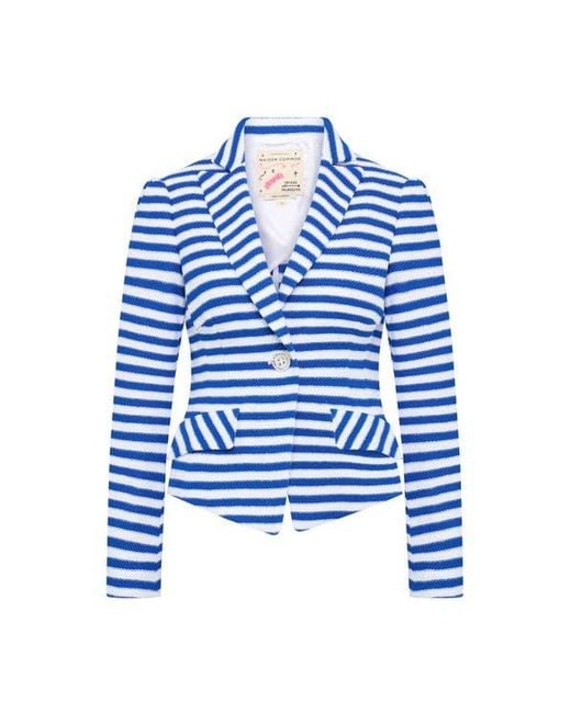 Maison Common Blue Striped Jersey Jacket