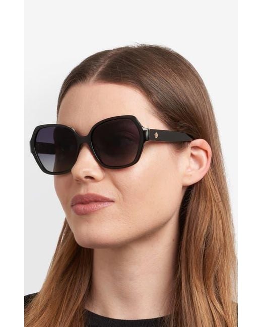 Kate Spade Black Layne 57Mm Geometric Square Sunglasses