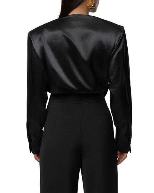 JLUXLABEL Black Statement Satin Drape Top